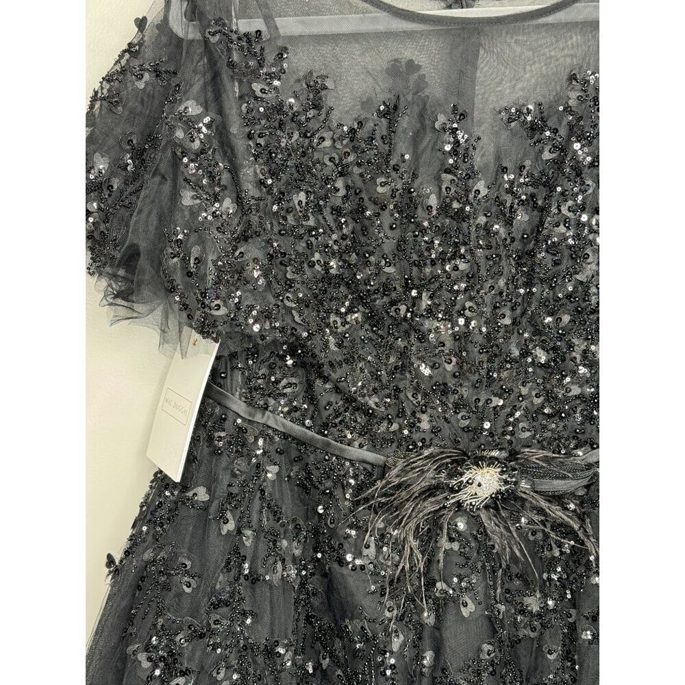 Mac Duggal Black Sequin Tulle Midi Dress - Picture 6 of 11
